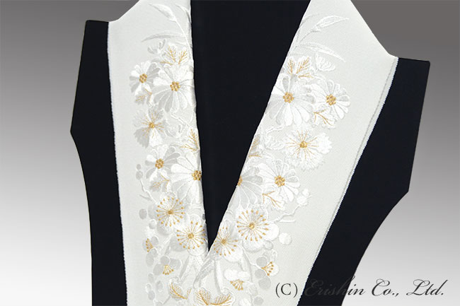 刺繍礼装半襟(白地)