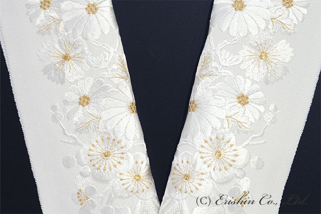 半衿 半襟 刺繍 礼装 白金