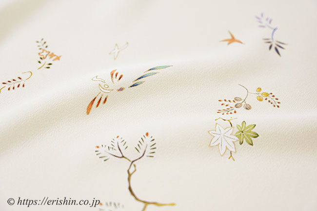 付下（吹き寄せ折枝/クリーム地）染めの百趣矢野『着物・呉服えり新』