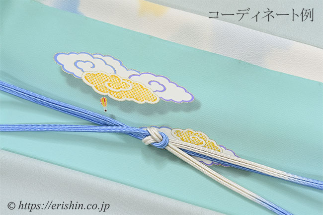 帯揚げ(ふわふわとした雲/白錬色地) のコーディネート例