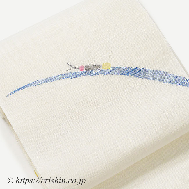 麻八寸織名古屋帯(蛍)