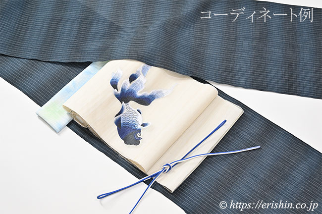 帯揚げ（雪花絞り/空色×薄萌葱色）[夏・単衣向]藤井絞り『着物・呉服