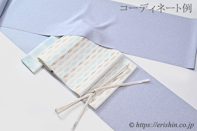 「帯揚げ（菱格子小花/薄浅葱色）　日本の絹　加藤萬」のコーディネート例