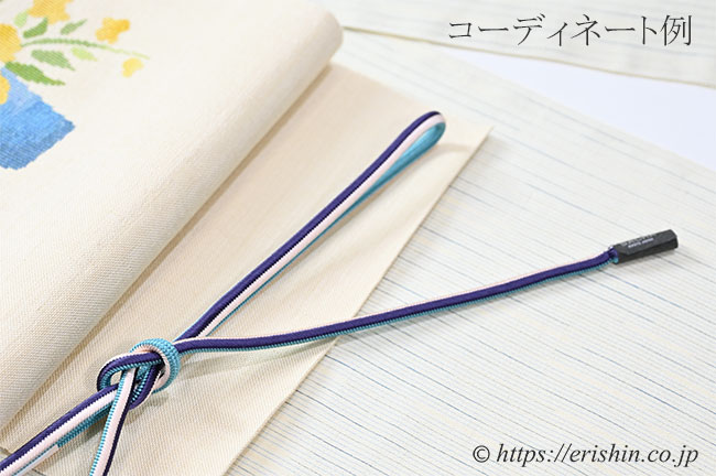 「和小物さくら 帯締め 丸唐大和組(灰桜色×鉄紺×薄縹)」のコーディネート例
