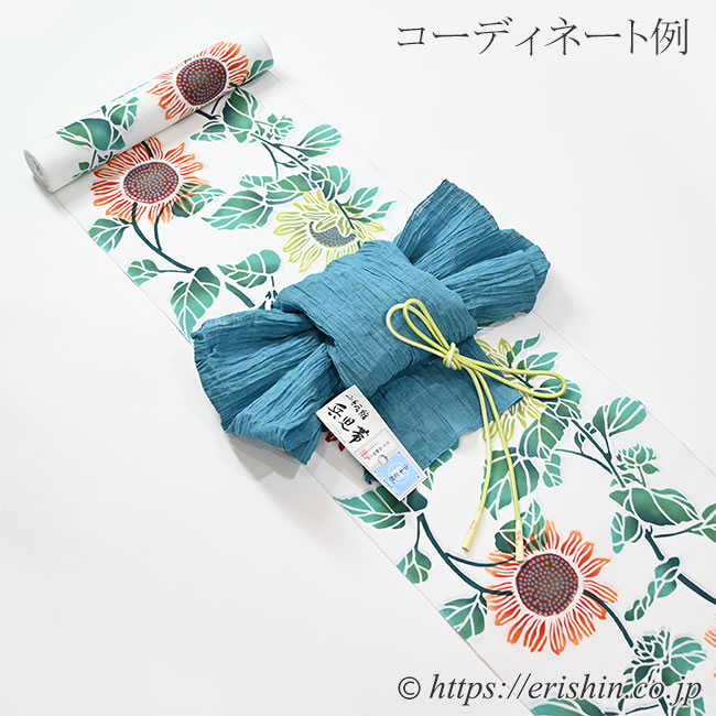 竺仙/ちくせん 玉むし白地浴衣(ひまわり)竺仙『着物・呉服えり新』