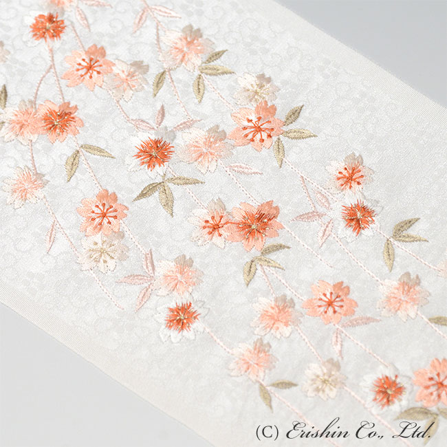 枝垂れ桜に松刺繍名古屋帯 【正絹 チューリップバッグ】高級 さが美