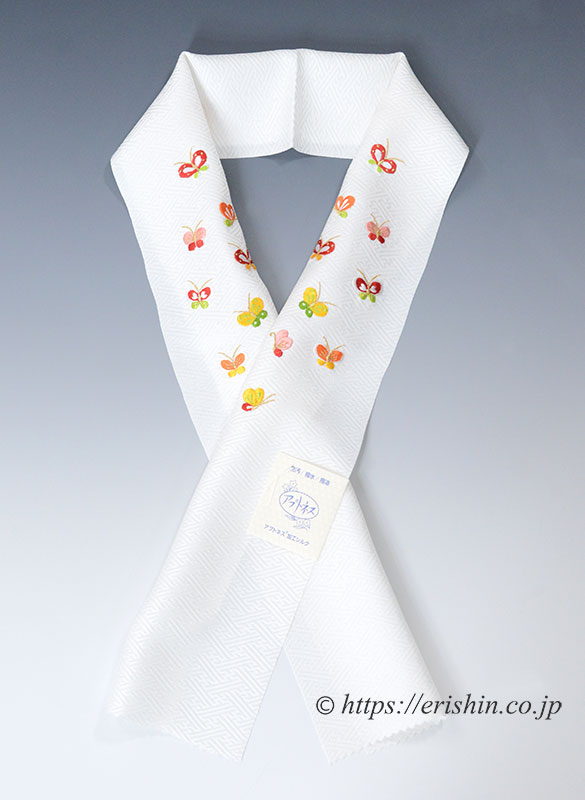 刺繍礼装半襟(蝶々/白地)七五三向け