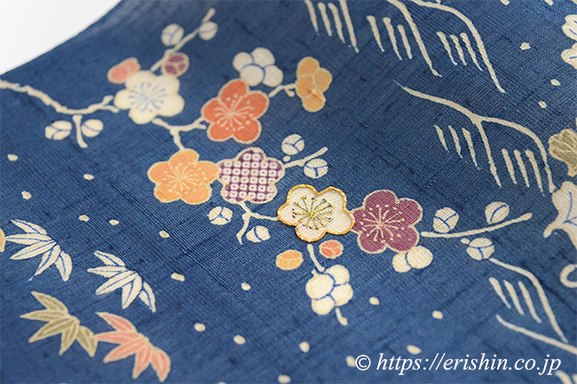 多ち花 染名古屋帯（御所解き/青藍・生紬）多ち花『着物・呉服