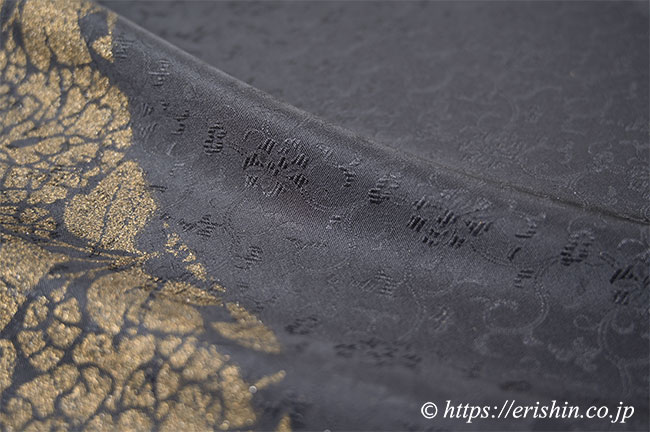 帯揚げ 黒地 金