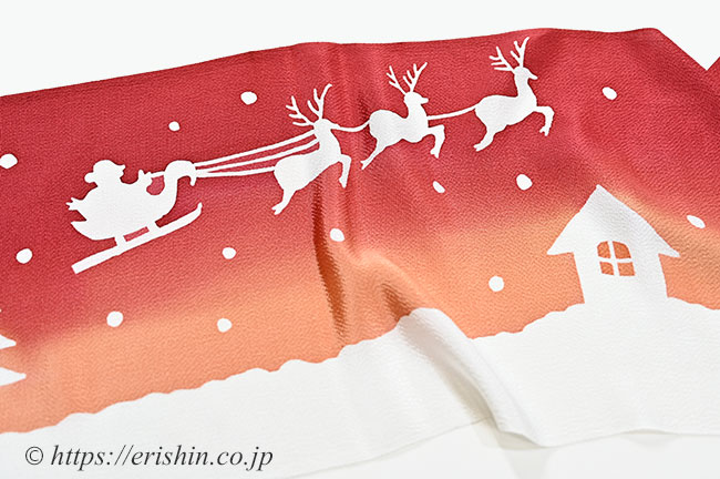 クリスマス帯揚げ(トナカイとサンタクロース)