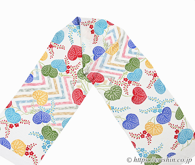 帯揚げ(和小物さくら×多ち花〔摺型友禅〕コラボ/雁木に葵)