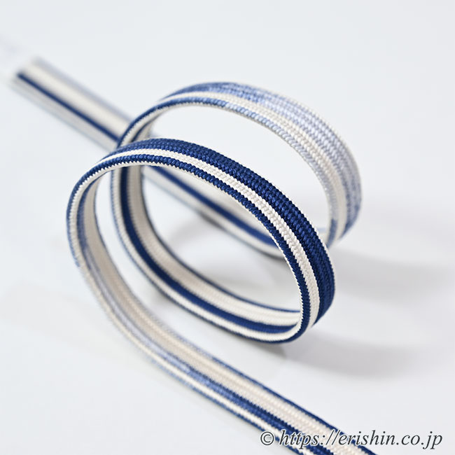 帯締め 高麗組(二色暈し/紺色×白) 龍工房